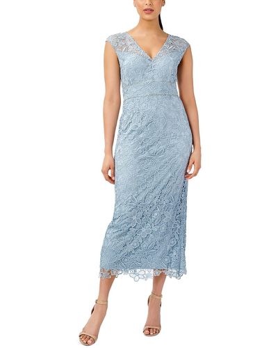Adrianna Papell Lace Long Evening Dress - Blue