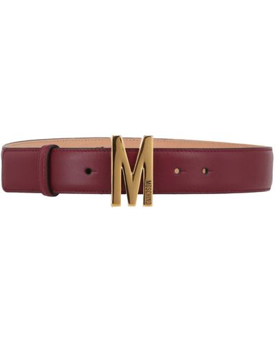 Moschino M-buckle Leather Belt - White