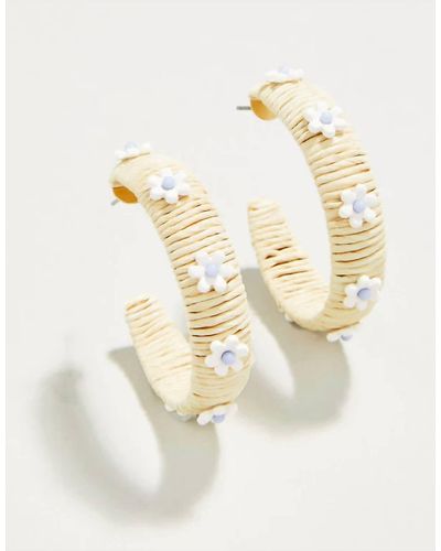 spartina 449 Daisy Straw Hoop Earrings - White