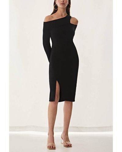 Krisa Asymmetrical Cutout Dress - Black