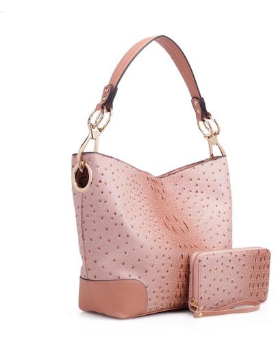 MKF Collection by Mia K Wandy Soft Vegan Leather Hobo & Wallet Set - Pink