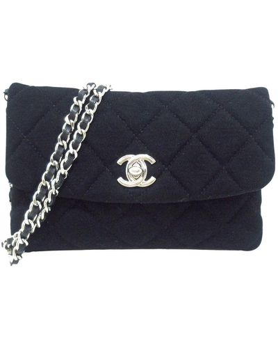 Chanel Mini Matelassé Cotton Shoulder Bag (pre-owned) - Blue