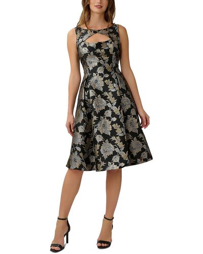 Adrianna Papell Metallic Jacquard Cocktail And Party Dress - Black
