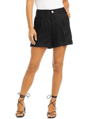 Karen Kane Linen Pleated High-waist Shorts - Black