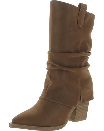 MIA West Faux Suede Slouchy Shaft Cowboy - Brown