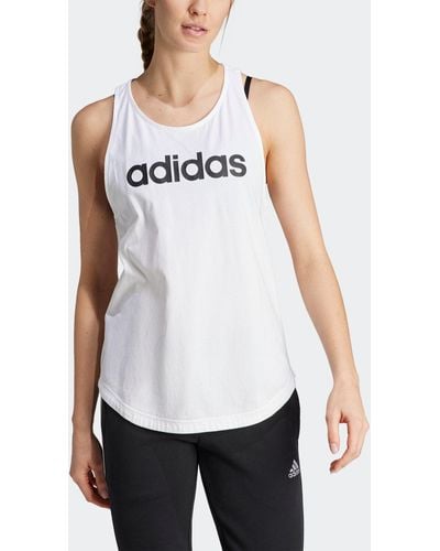 adidas Essentials Linear Loose Tank Top - White