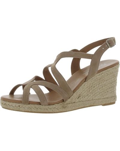 Eric Michael Lindsey Suede Ankle Strap Wedge Sandals - Brown