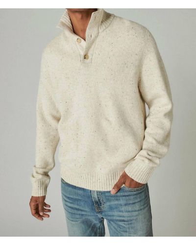 Lucky Brand Tweed Half Mock Neck Sweater In Straw Heather - Natural
