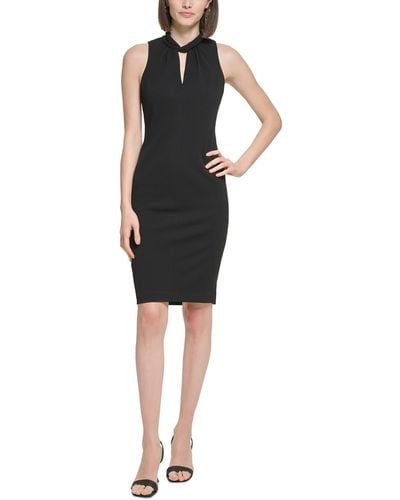 Calvin Klein Halter Polyester Sheath Dress - Black