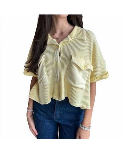 Bucketlist Celeste Cropped Shacket In Yellow - Natural