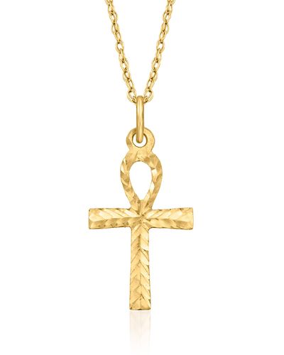 ross simons gold 14kt Yellow Gold Ankh Cross Pendant Necklace In 14kt Yellow Gold