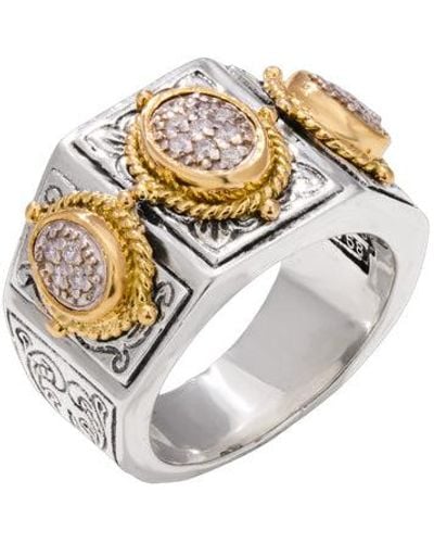Konstantino Classic Sterling 18k Yellow Gold & Diamond Ring Dmk1803-109 Size 7 - Metallic