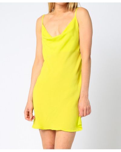 Olivaceous Neon Cowl Neck Mini Dress - Yellow