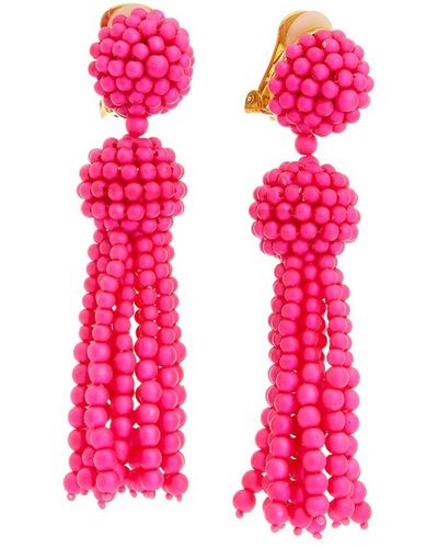 Oscar de la Renta 14k Neon Tassel Earrings - Pink