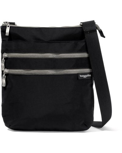 Baggallini Comrade 3-zip Crossbody Bag Mm - Black