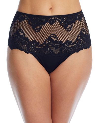 Le Mystere Lace Allure High-waist Thong - Blue