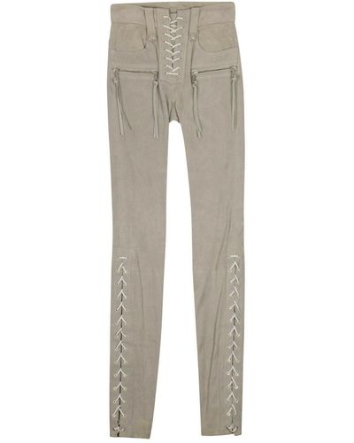 Unravel Project Suede Lace Up Skinny Pants - Gray