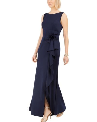 Jessica Howard Petites Ruffled Long Maxi Dress - Blue