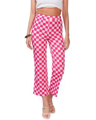 LONDON RAG Checkerboard Culottes Pants - Pink