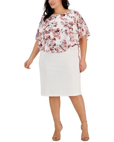 Connected Apparel Plus Semi-formal Midi Sheath Dress - White