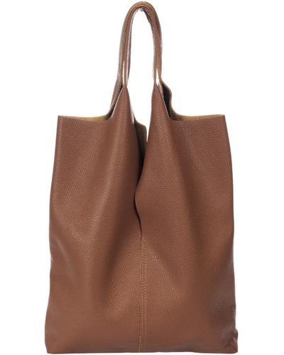 Italian Leather North/south Tote - Brown