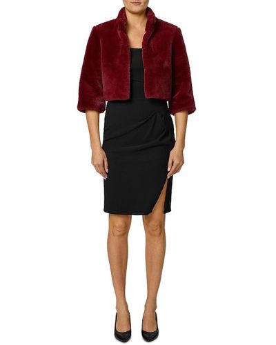 Laundry by Shelli Segal Faux Fur Special Occasion Shrug - Red