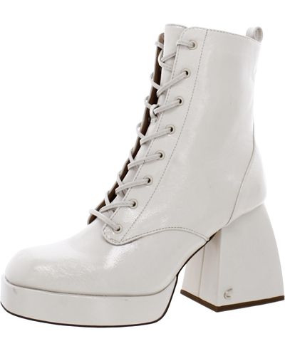 Circus by Sam Edelman Patent Heeled Mid-calf Boots - White