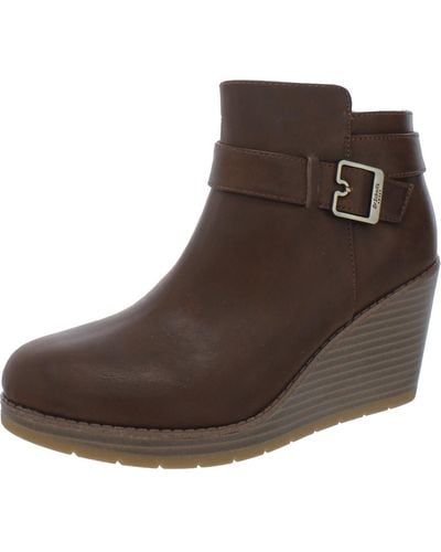 Dr. Scholls One Up Round Toe Ankle Wedge Boots - Brown