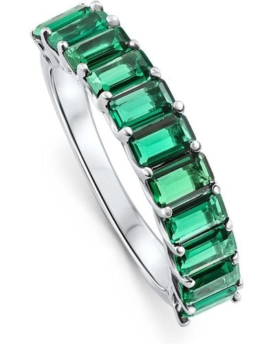 Pompeii3 2.50ct Emerald 11-stone Wedding Anniversary Ring Stackable 14k Gold Band - Green