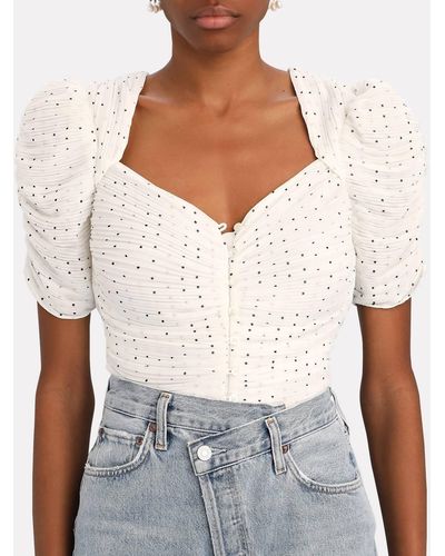 FRAME Gathered Button Front Top - White