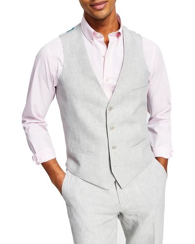 BarIII Linen Slim Fit Suit Vest - Gray