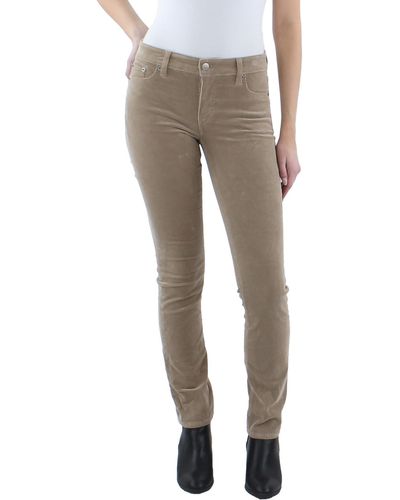 Lauren by Ralph Lauren Corduroy Mid Rise Straight Leg Pants - Gray