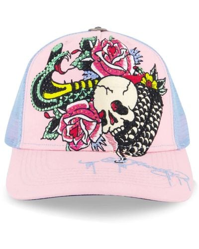 Ed Hardy Rhinestone Cobra Hat - Pink