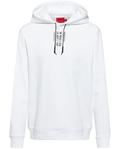 HUGO Boss - Organic Cotton Hooded Sweatshirt With Collection Themed Print - White