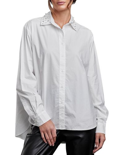 Sundays Kade Embellished Collared Button-down Top - Gray