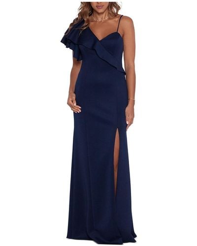 Xscape Ruffled Maxi Evening Dress - Blue