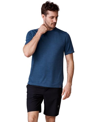 Free Country Tech Jacquard Short Sleeve Crew Neck T-shirt - Blue