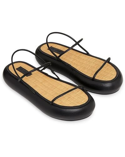 St. Agni Leather Slip On Platform Sandals - Black