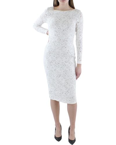 Xscape Lace Midi Evening Dress - White