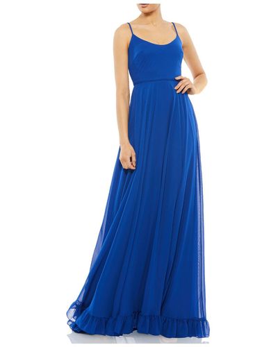 Mac Duggal Chiffon Maxi Evening Dress - Blue