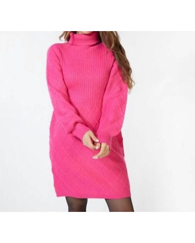 EsQualo Rib & Pattern Dress - Pink