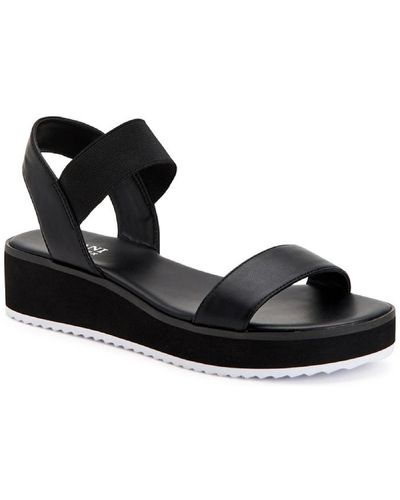 Alfani Lobbie Faux Leather Ankle Strap Wedge Sandals - Brown