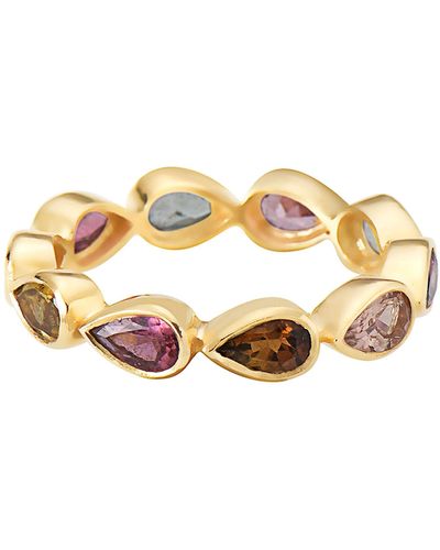 Fine Jewelry Pear Shaped Multi Color Tourmaline Eternity Band 18k Gold - Metallic