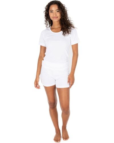 Leveret Two Piece Short Cotton Pajamas - White