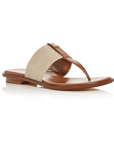 MICHAEL Michael Kors Verity Logo Thong Slide Sandals - Brown