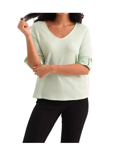French Kyss Nina Grommet 3/4 Top - Green