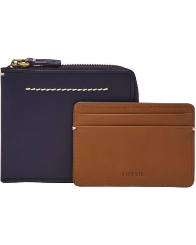 Fossil Westover Leather L Zip Card Case - Blue