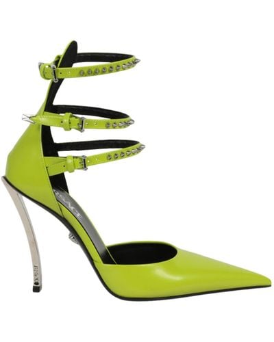 Versace Spiked Pin Point Pumps - Green