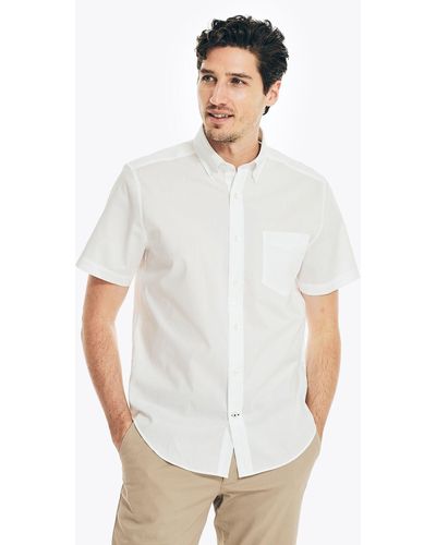 Nautica Wrinkle-resistant Wear To Work Short-sleeve Shirt - White