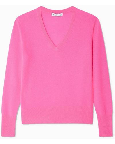 White + Warren Cashmere V-neck Sweater 2 - Pink